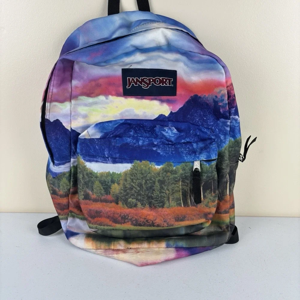 Jansport High Stakes Backpack Landscape Print Scenic Outdoor Lightweight